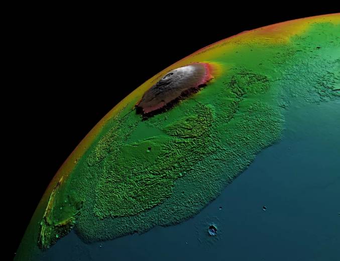 火星拥有太阳系最高的山峰奥林帕斯火山(olympus mons),高度超过2