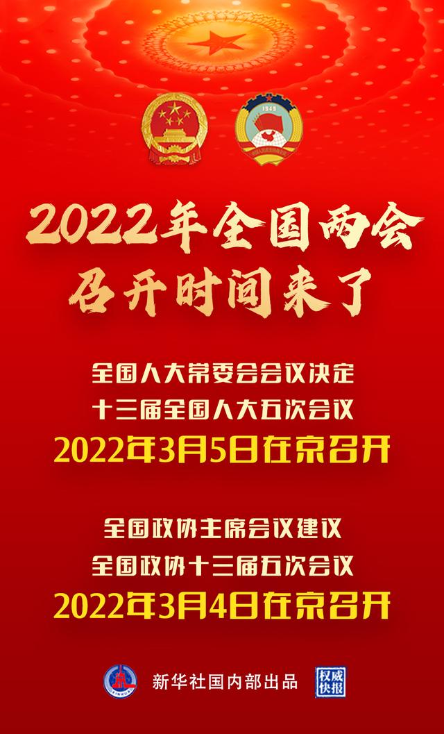 2022年全国两会召开时间来了